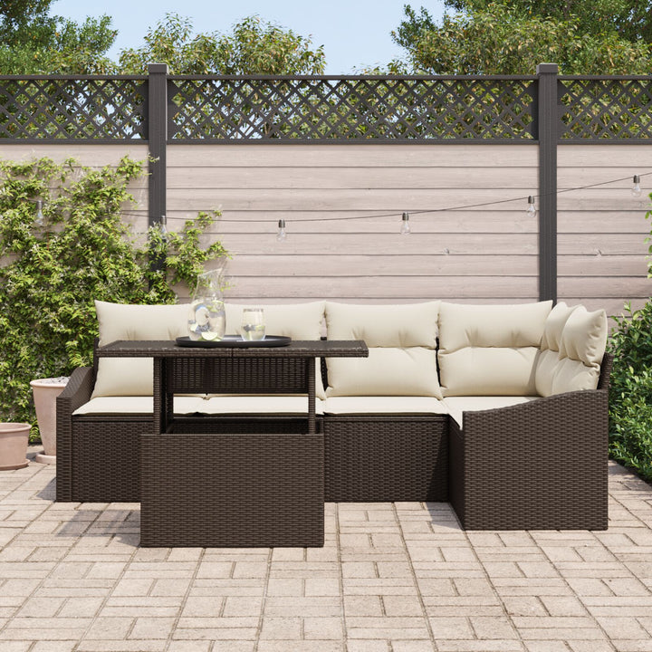 Havesofa sæt Sæt af 6 Brun, Rattan Rattan, Polyester, Glas