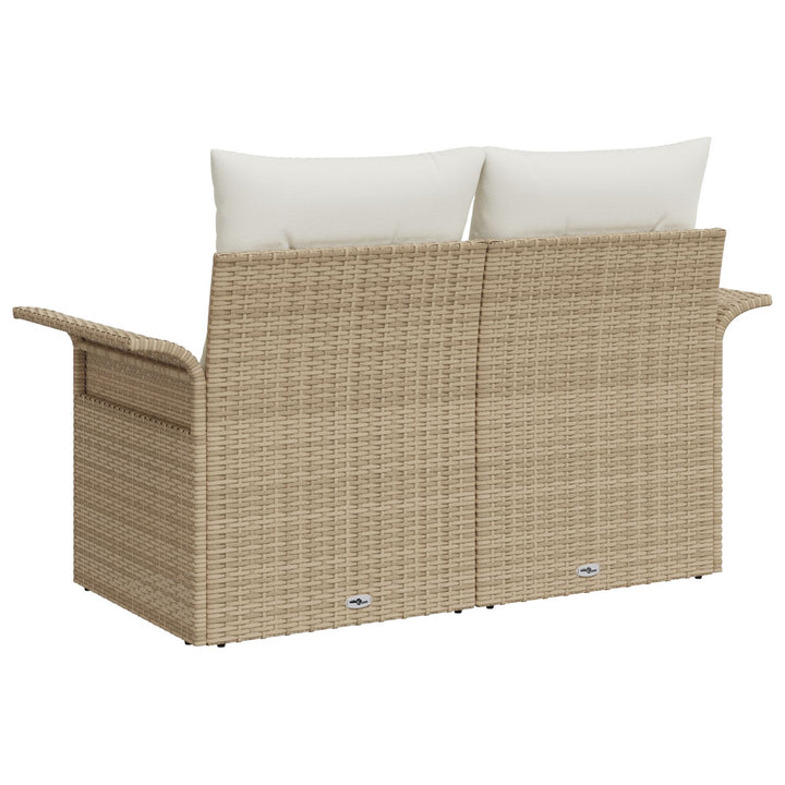 2-personers Have Sofa med Opbevaring & Puder Beige Poly Rattan