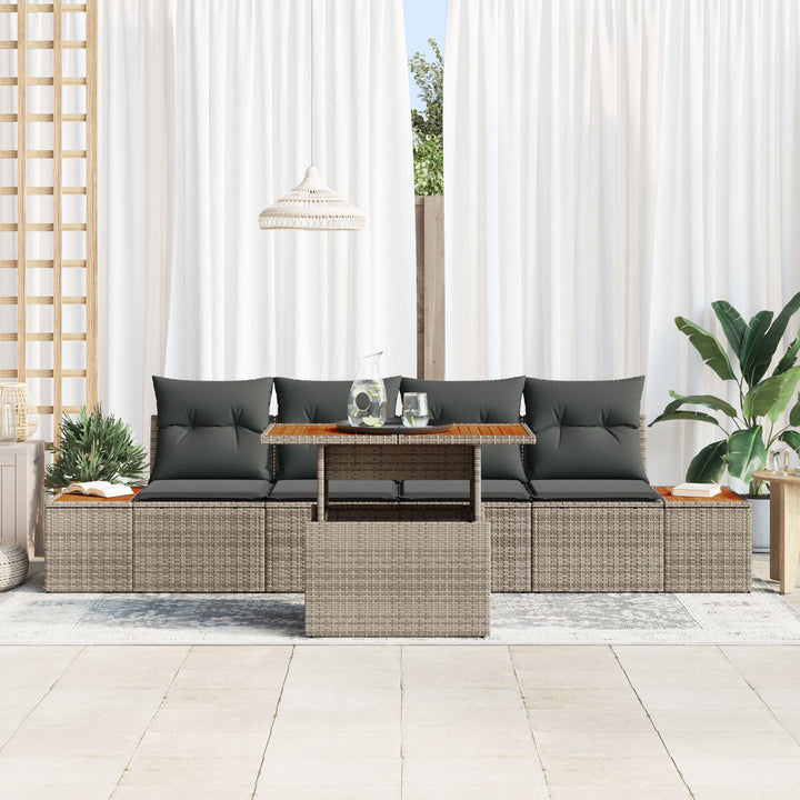 Have Sofa Sæt Sæt af 5 Grå Rattan Have Sofa Rektangulær