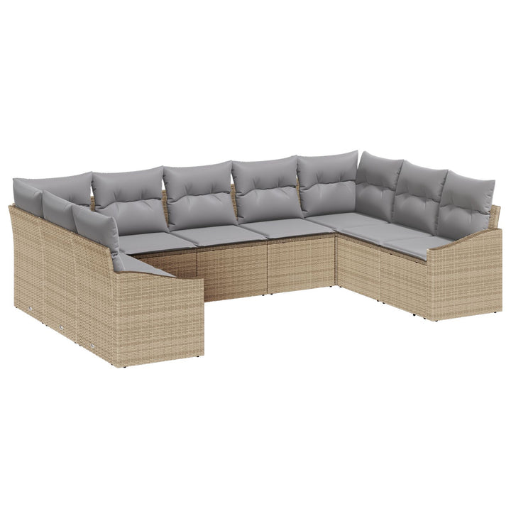 Have Sofa Sæt 9 Personer Beige og Grå Rattan, Polyester