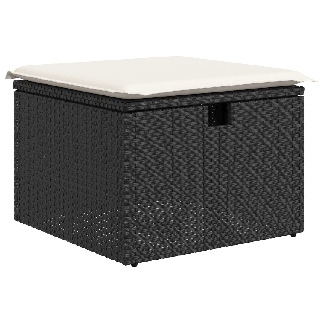 Havemøbel Sæt 9-delt Sort og Creme Rattan, Polyester, Metal