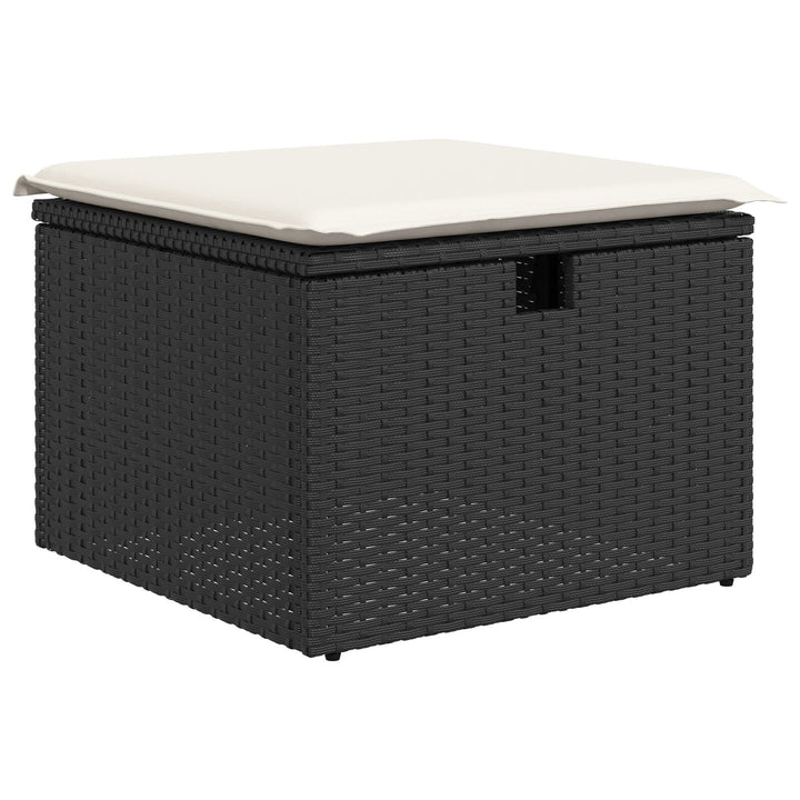 Havemøbel Sæt 9-delt Sort og Creme Rattan, Polyester, Metal