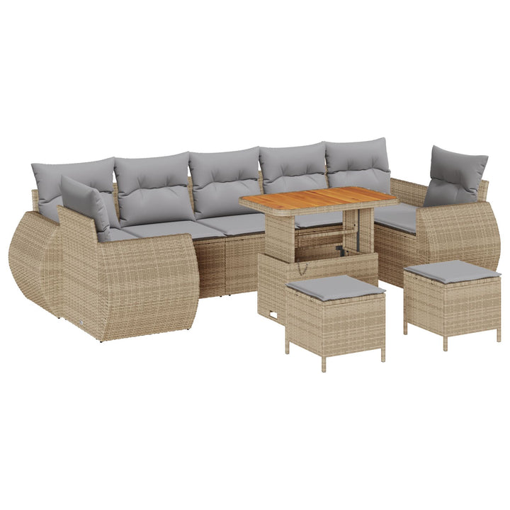 10 Stykker Have Sofa Sæt med Puder Beige Poly Rattan Akacia, vidaXL 3 Stykker Have Spise Sæt med Puder Beige Poly Rattan Akacia