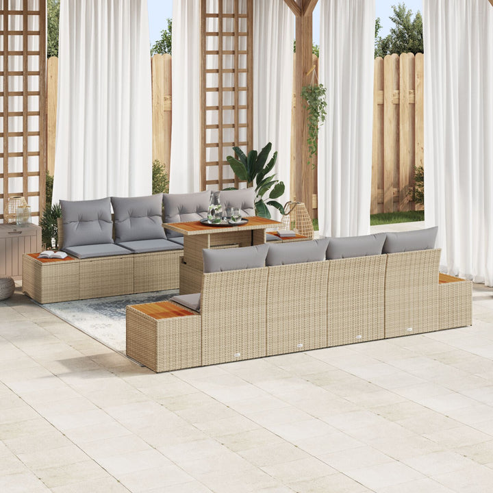 have sofa sæt 9 delt sæt Beige PE rattan Spisesæt Rektangulær