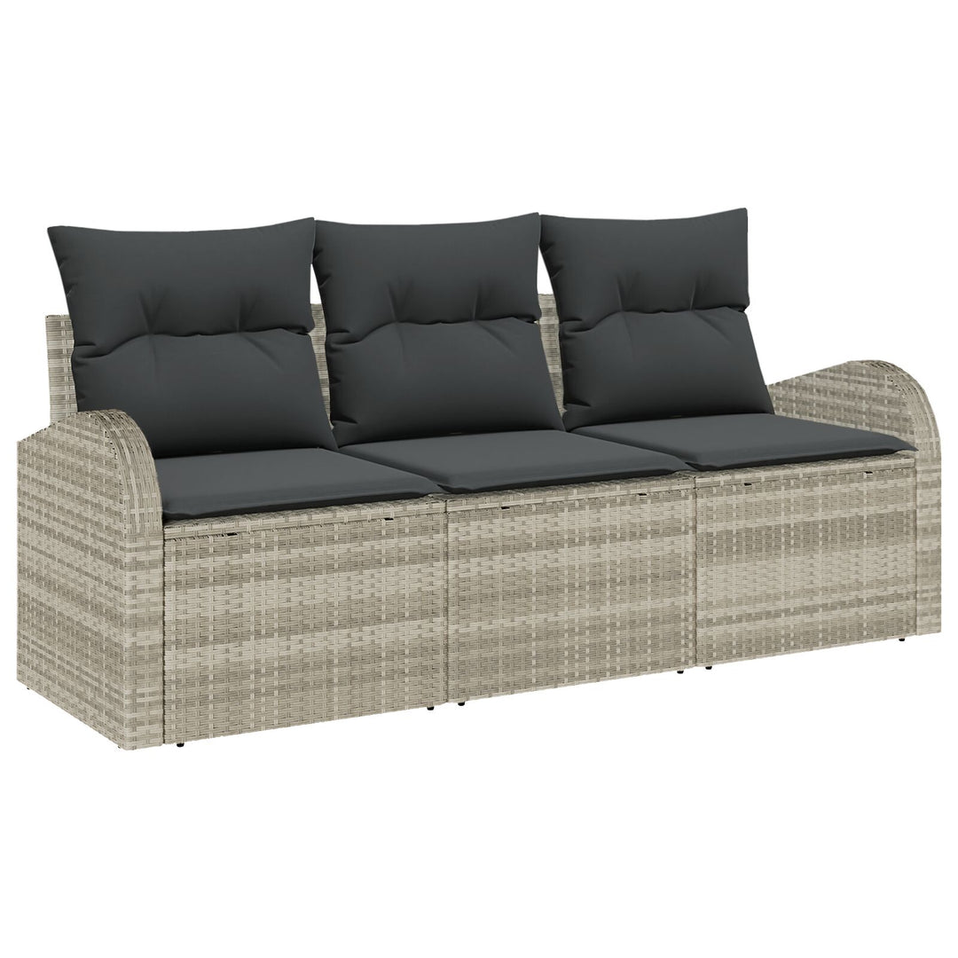 3 Delt Have Sofa Sæt med Puder Lys Grå Poly Rattan