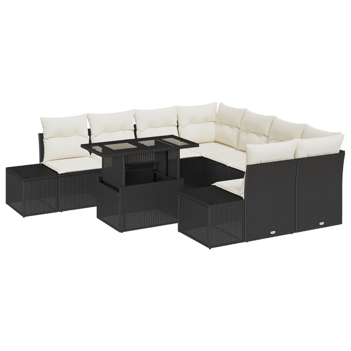 Have Sofa Sæt 9 Delt Beige Rattan Udendørs Sofa Sæt Rektangulær
