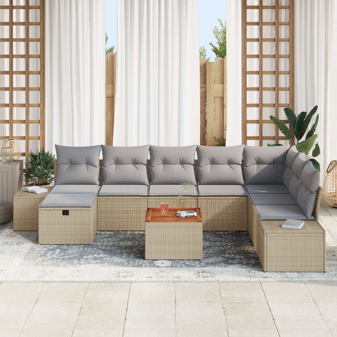 Havnesofa sæt 9 dele Beige Polyrattan Havnesofa sæt Rektangulær