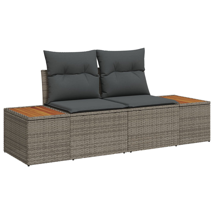 Havemøbel Sæt Sæt af 7 Grå Rattan Havemøbel hjørnesofa