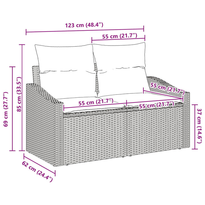 2-personers have-sofa med opbevaring og puder sort poly rattan