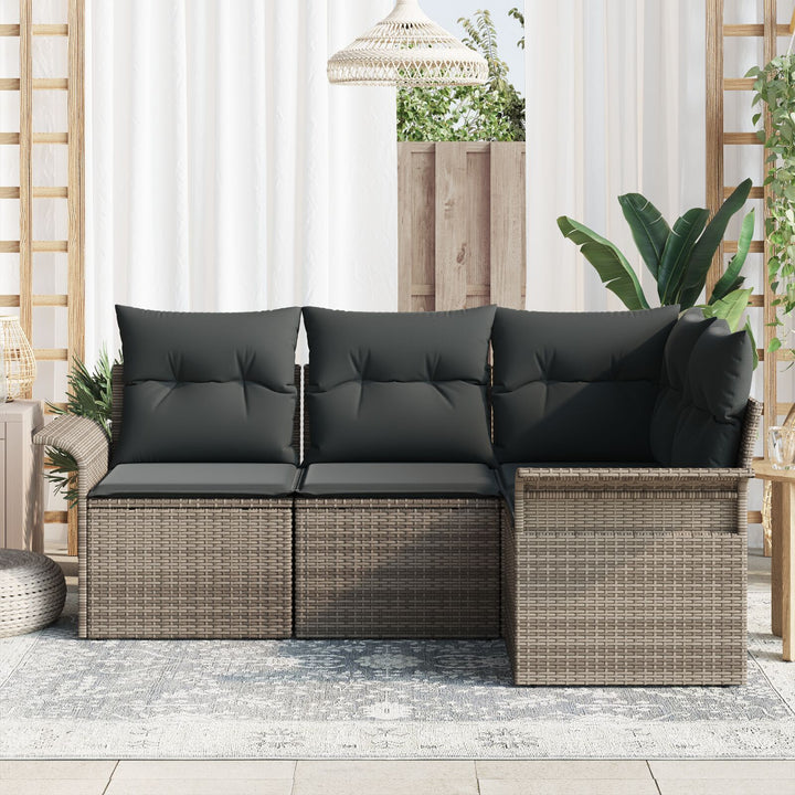 Have Sofa Sæt Sæt af 4 Grå Polyester puder og rattan base