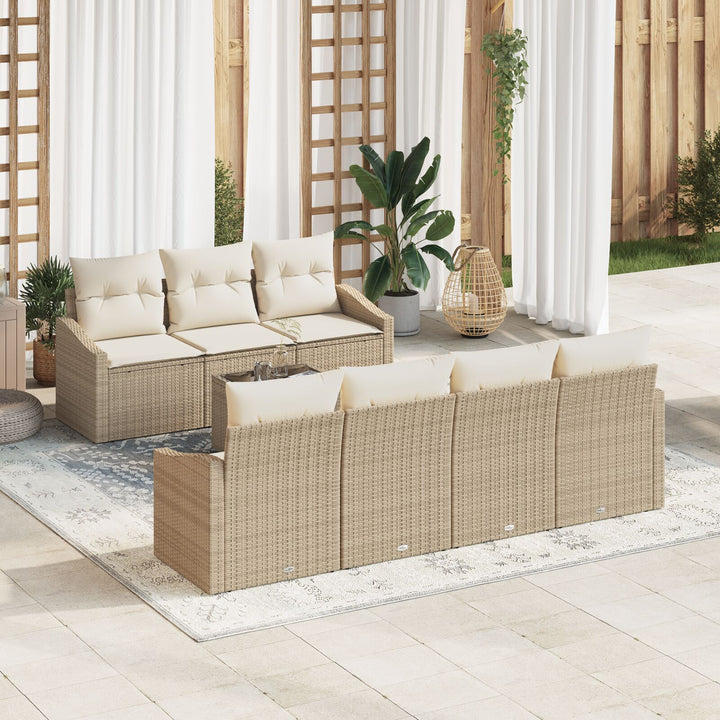 Have Sofa Sæt Sæt af 8 Beige Rattan, Polyester