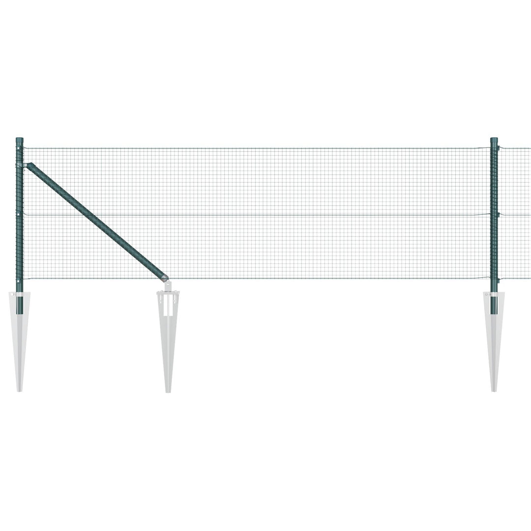 Welded Wire Fence med 7 spike posts Grøn 0,6x10 m Stål