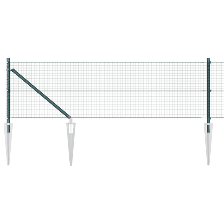 Welded Wire Fence med 7 spike posts Grøn 0,6x10 m Stål