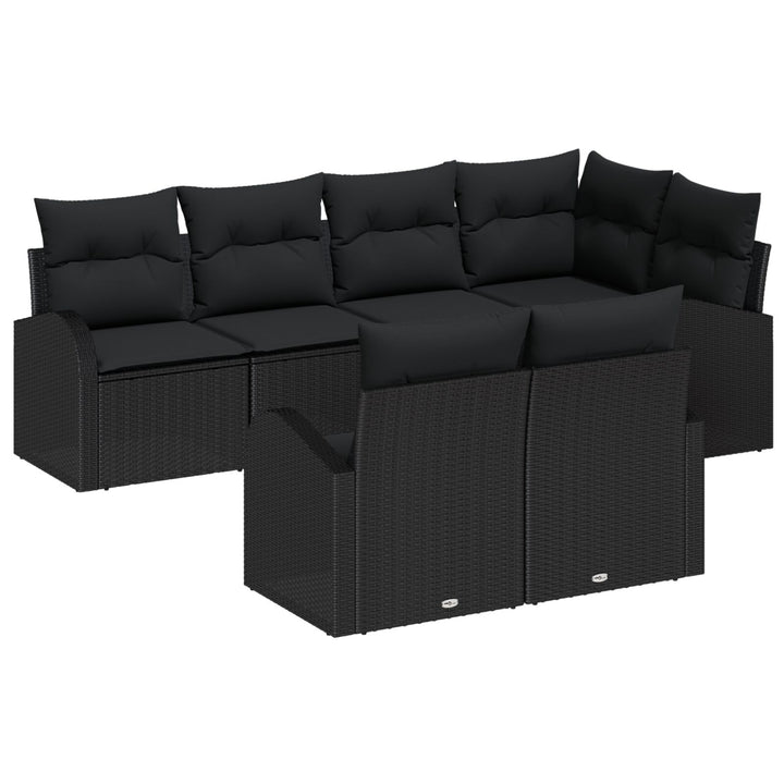 Have Sofa Sæt Sæt á 7 Sort Poly Rattan, Polyester puder Have Sofa