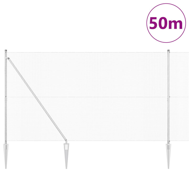 Svejsede Trådgærde med 13 Spike Posts 1,5x50 m Galvaniseret Stål
