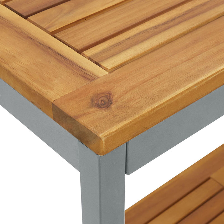 Udendørsbord Naturlig&Grå 35x80x75 cm Massivt Træ og Stål