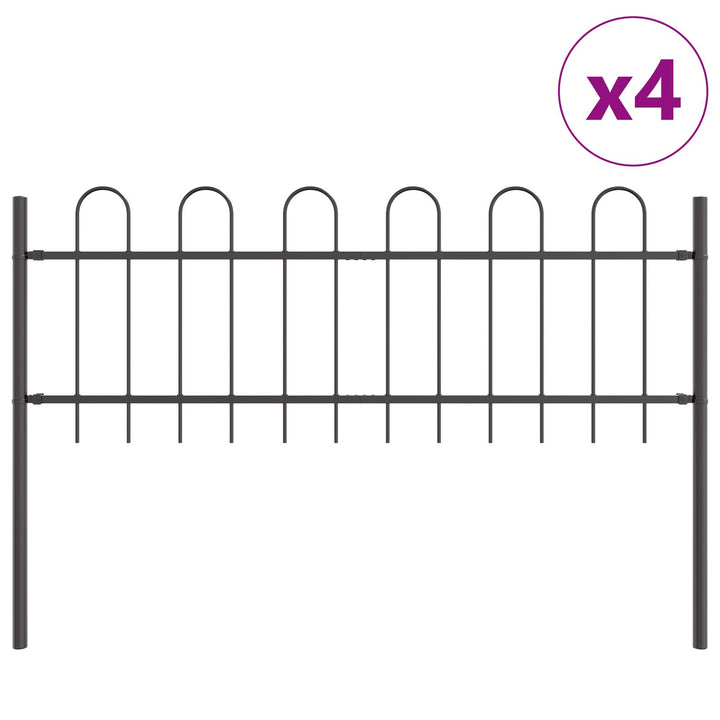 Havehegn med Bue Top Grå 6,8x0,6 m Stål