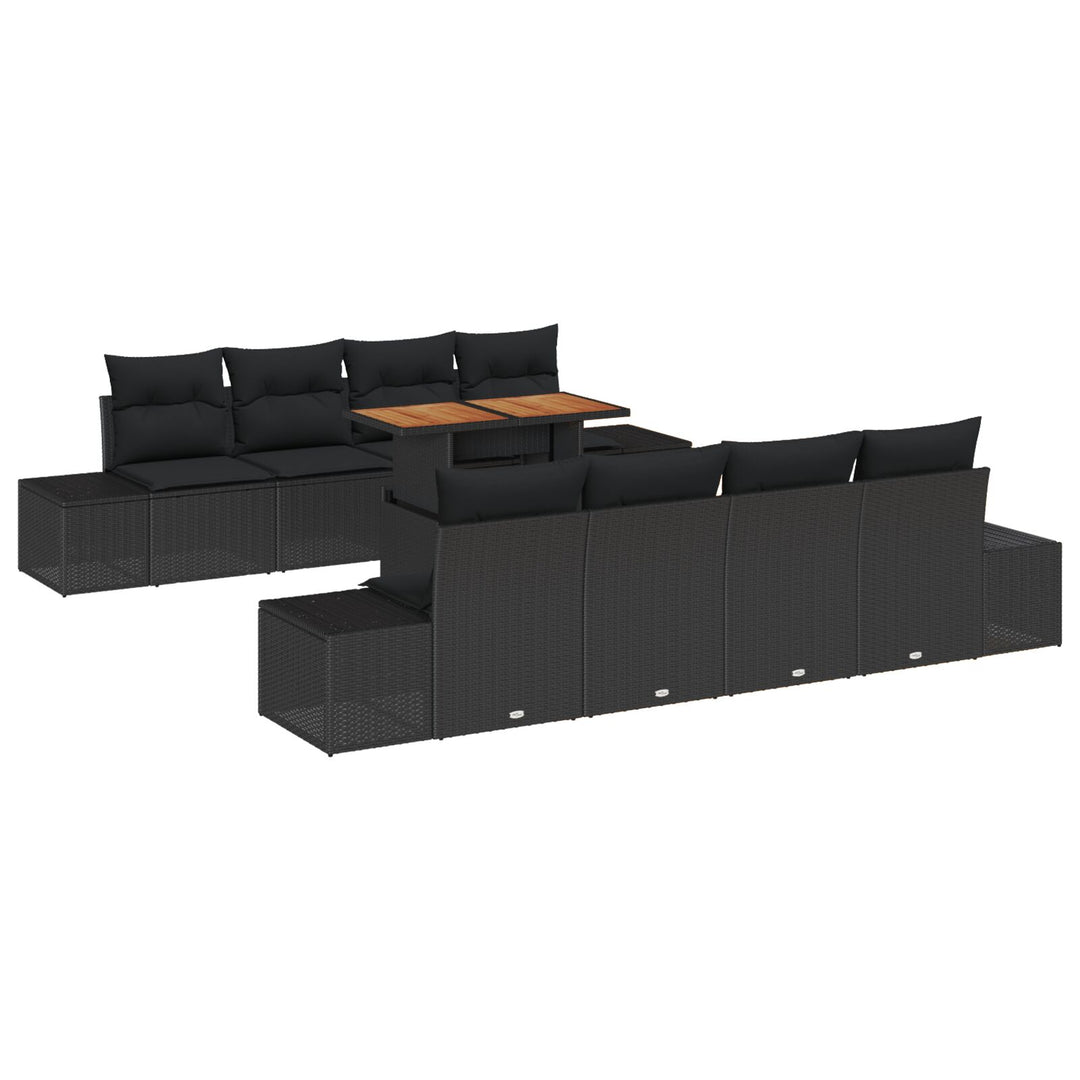 Have Sofa Sæt Sæt af 7 Sort Rattan og Stofpuder Have Sofa