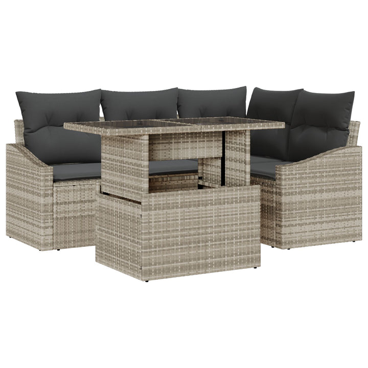Havensofa Sæt 5 Stykker Beige Rattan, Polyester