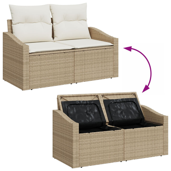 Havemøbel Sofa Sæt 11 Personer Beige Flet Nutidig