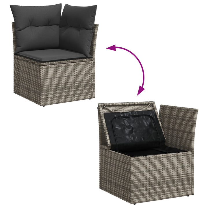 Havensofa Sæt 11 Dele Grå Rattan Havensofa Sæt Rektangulær