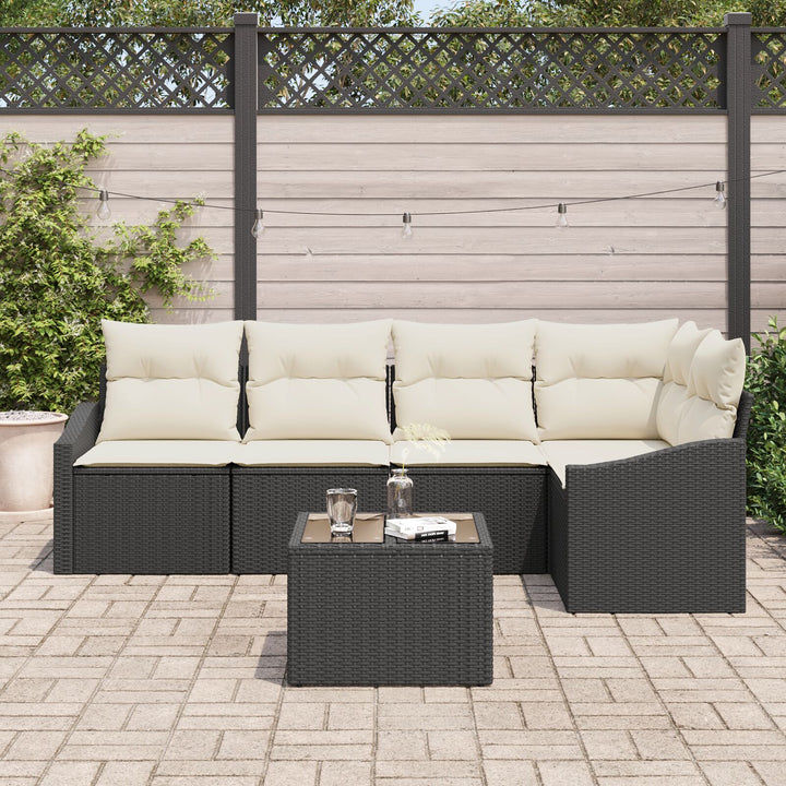 Have Sofa Sæt Sæt af 6 Beige, Kaffe PE Rattan, Stål, Polyester