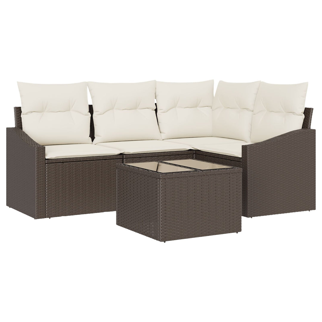 Have Sofa Sæt Sæt med 5 Creme, Brun Syntetisk rattan, Polyester