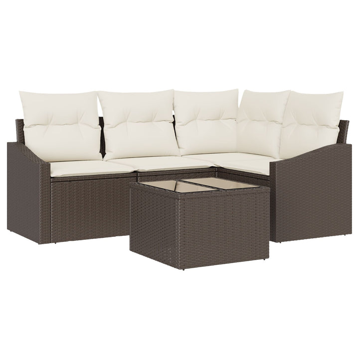 Have Sofa Sæt Sæt med 5 Creme, Brun Syntetisk rattan, Polyester