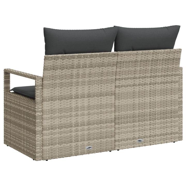 2-personers have-sofa med opbevaring og puder grå poly rattan