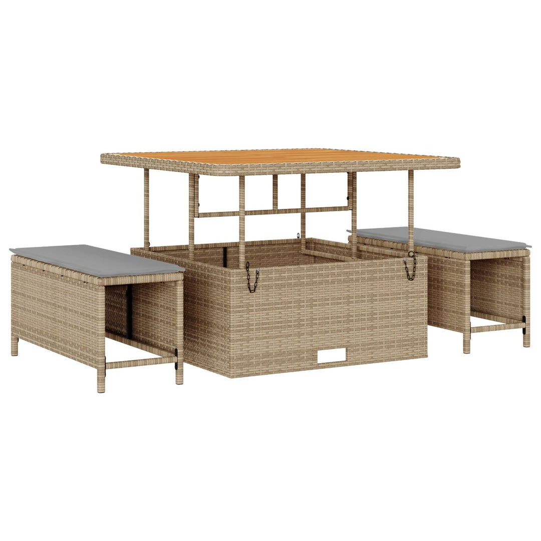 13-delt havesofsæt med puder i beige poly rattan, vidaXL 2-sæders havesofa med opbevaring & puder i beige poly rattan, vidaXL 3-delt have spise sæt med puder i beige poly rattan