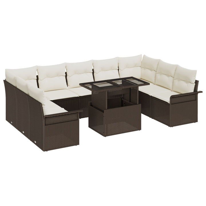 10 dele have sofa sæt med puder brun poly rattan