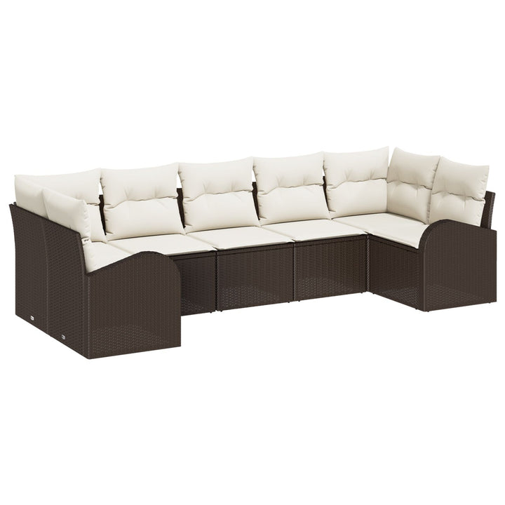 Have Sofa Sæt 7 personer Beige Rattan Have Sofa Rektangulær