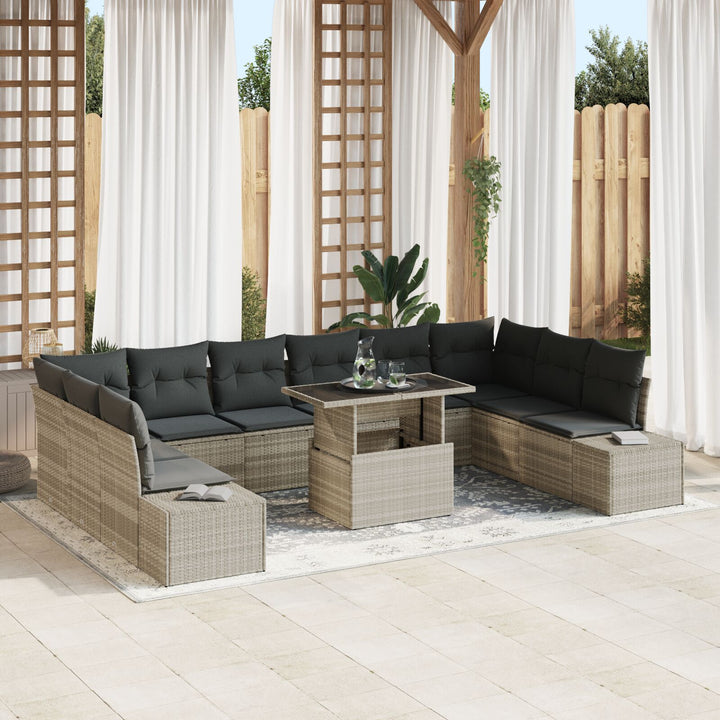 Have Sofa Sæt 11 Deles (Beige og Grå) Rattan og Polyester