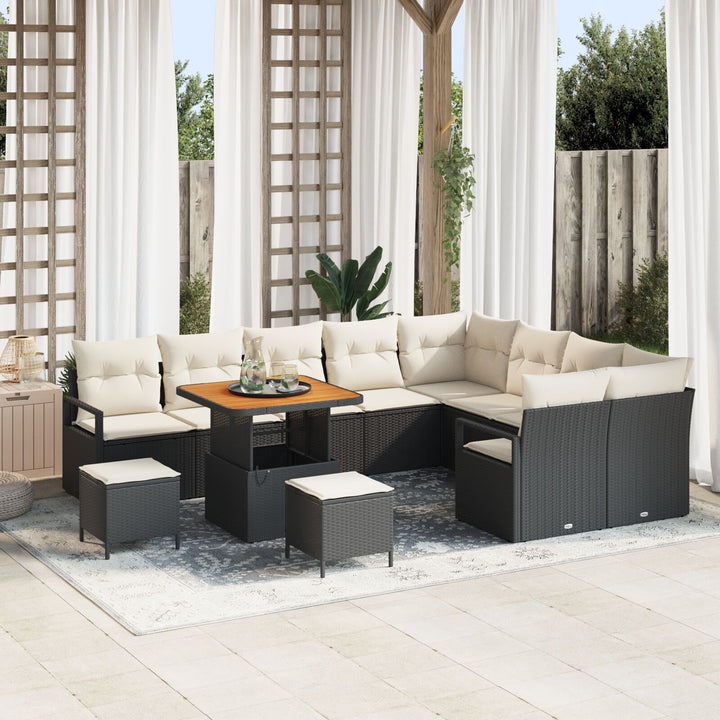 12 Stykke Have Sofa Sæt med Puder Sort Poly Rattan Akacietræ, vidaXL 2-Sæders Have Sofa med Opbevaring & Puder Sort Poly Rattan, vidaXL 3 Stykke Have Spise Sæt med Puder Sort Poly Rattan Akacietræ
