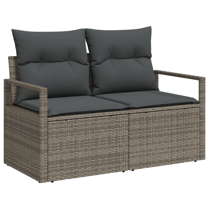 10 Stykker Havesofa Sæt med Puder Grå Poly Rattan Akacia, vidaXL 2-personers Havesofa med Opbevaring & Puder Grå Poly Rattan, vidaXL 4 Stykker Havedining Sæt med Puder Grå Poly Rattan Akacia