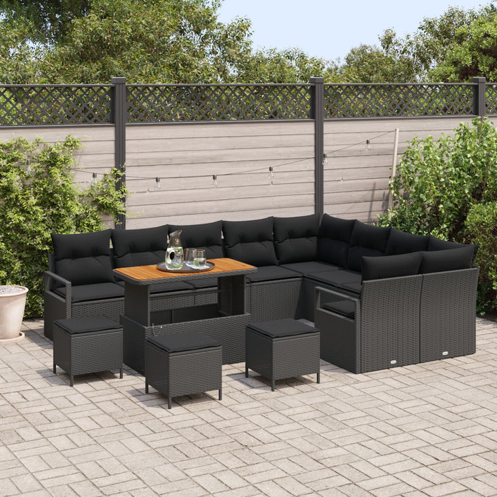 13-delt havesofa sæt med puder Sort Poly Rattan Acacia, vidaXL 2-personers havesofa med opbevaring & puder Sort Poly Rattan, vidaXL 4-delt have spise sæt med puder Sort Poly Rattan Acacia