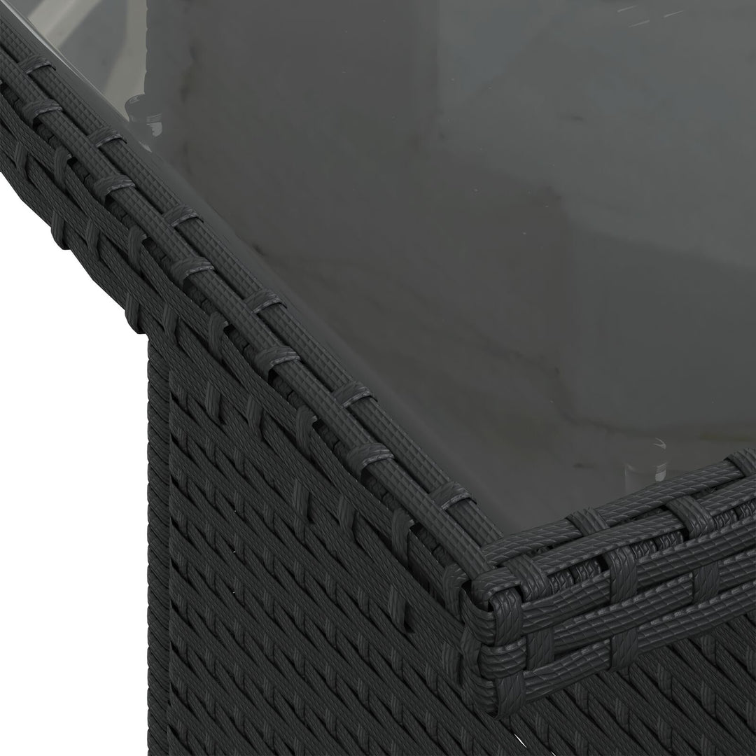 Have Sofa Sæt Sæt af 9 Sort Rattan, Polyester Havehjørnesofa