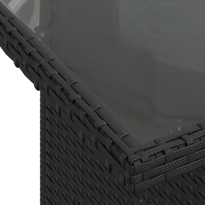 Have Sofa Sæt Sæt af 9 Sort Rattan, Polyester Havehjørnesofa