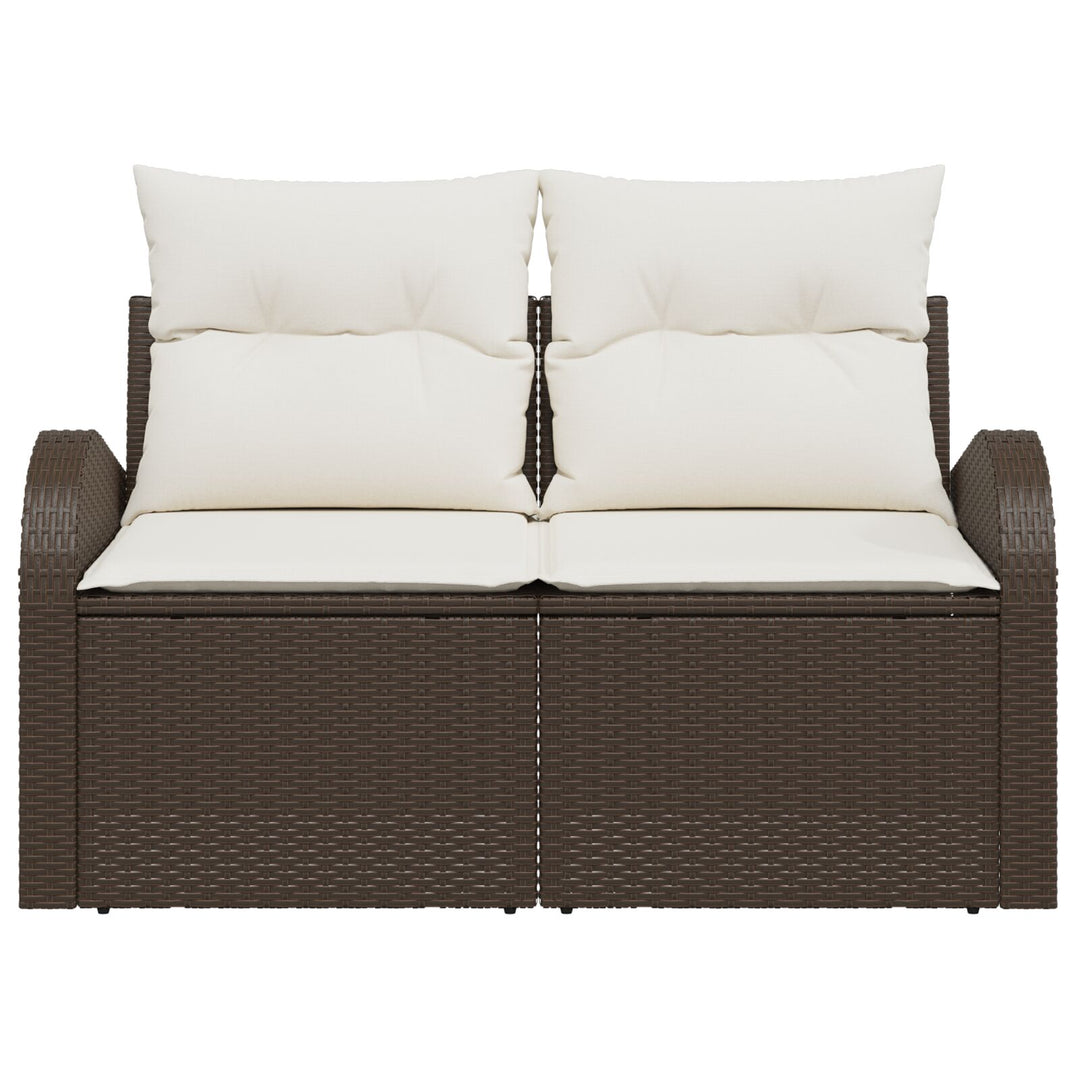2-personers have sofa med puder Brun Poly Rattan
