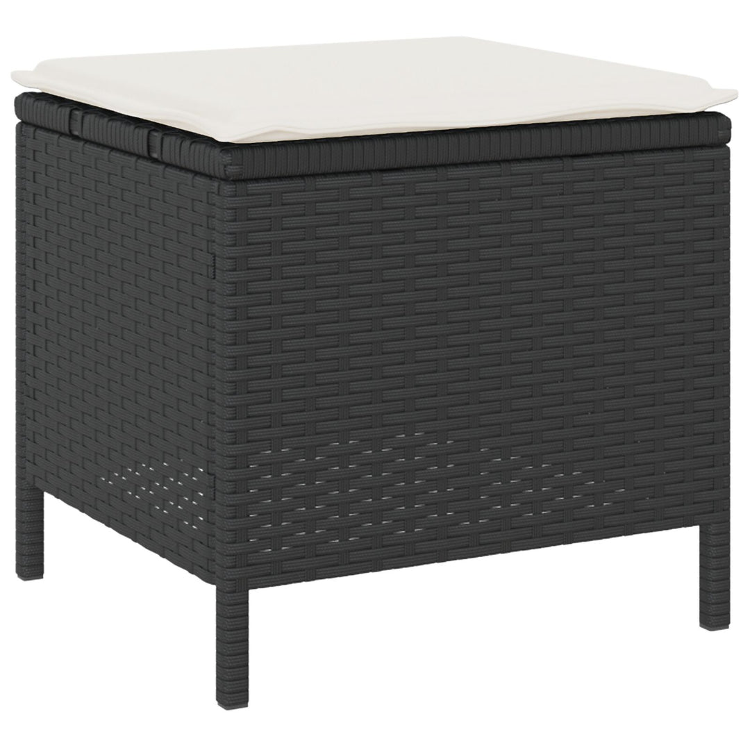 4 Deles Have Spisebord Sæt med Hynder Sort Poly Rattan Akacia