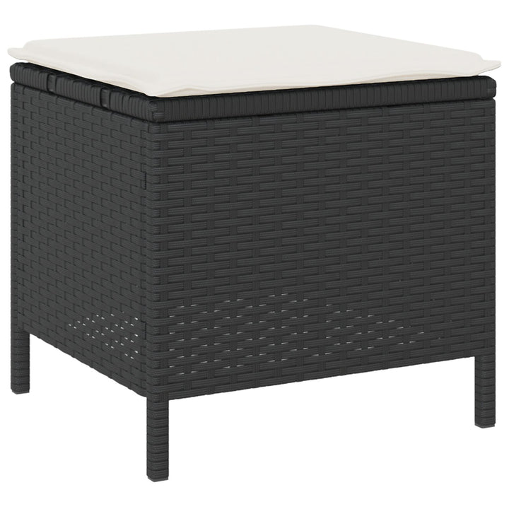 4 Deles Have Spisebord Sæt med Hynder Sort Poly Rattan Akacia