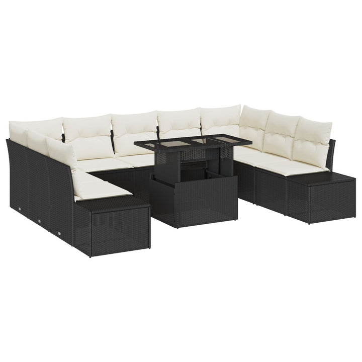 Have Sofa Sæt 10 dele Sort og Creme Rattan, Stof, Skum