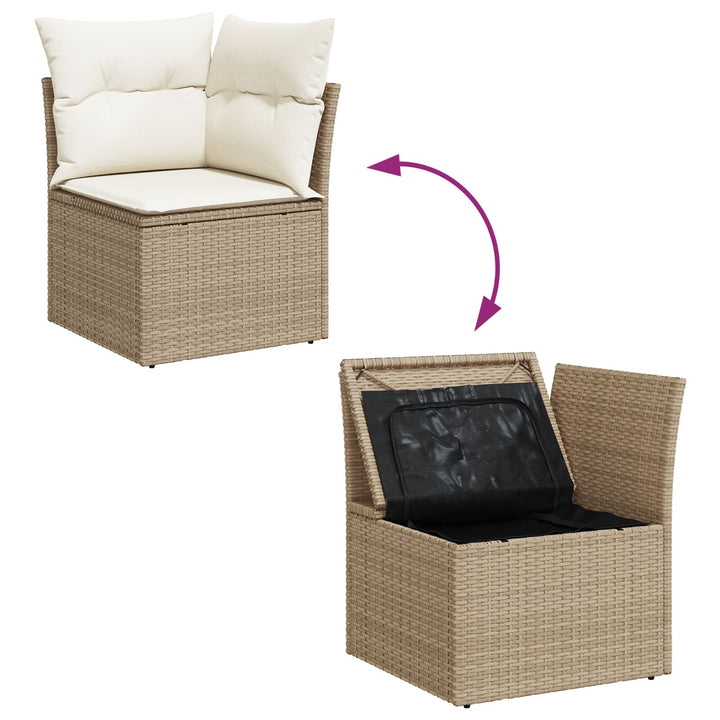 Havensofa Sæt 5 dele Beige, Creme Poly Rattan, Polyester, Stål