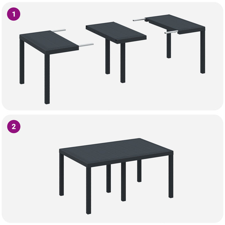 5 del have spisebord sæt med puder Antracit Poly Rattan