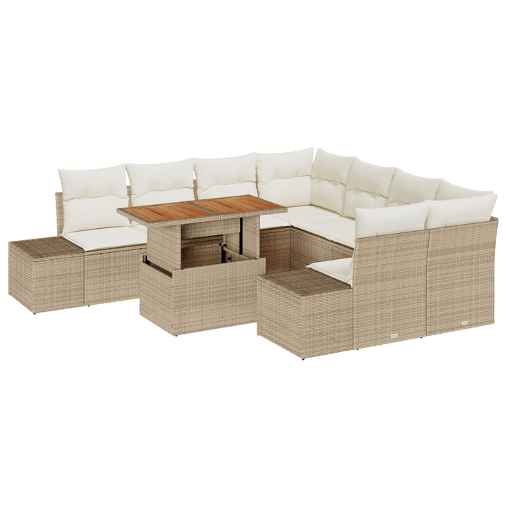 Have sofa sæt Sæt af 9 Beige Poly Rattan