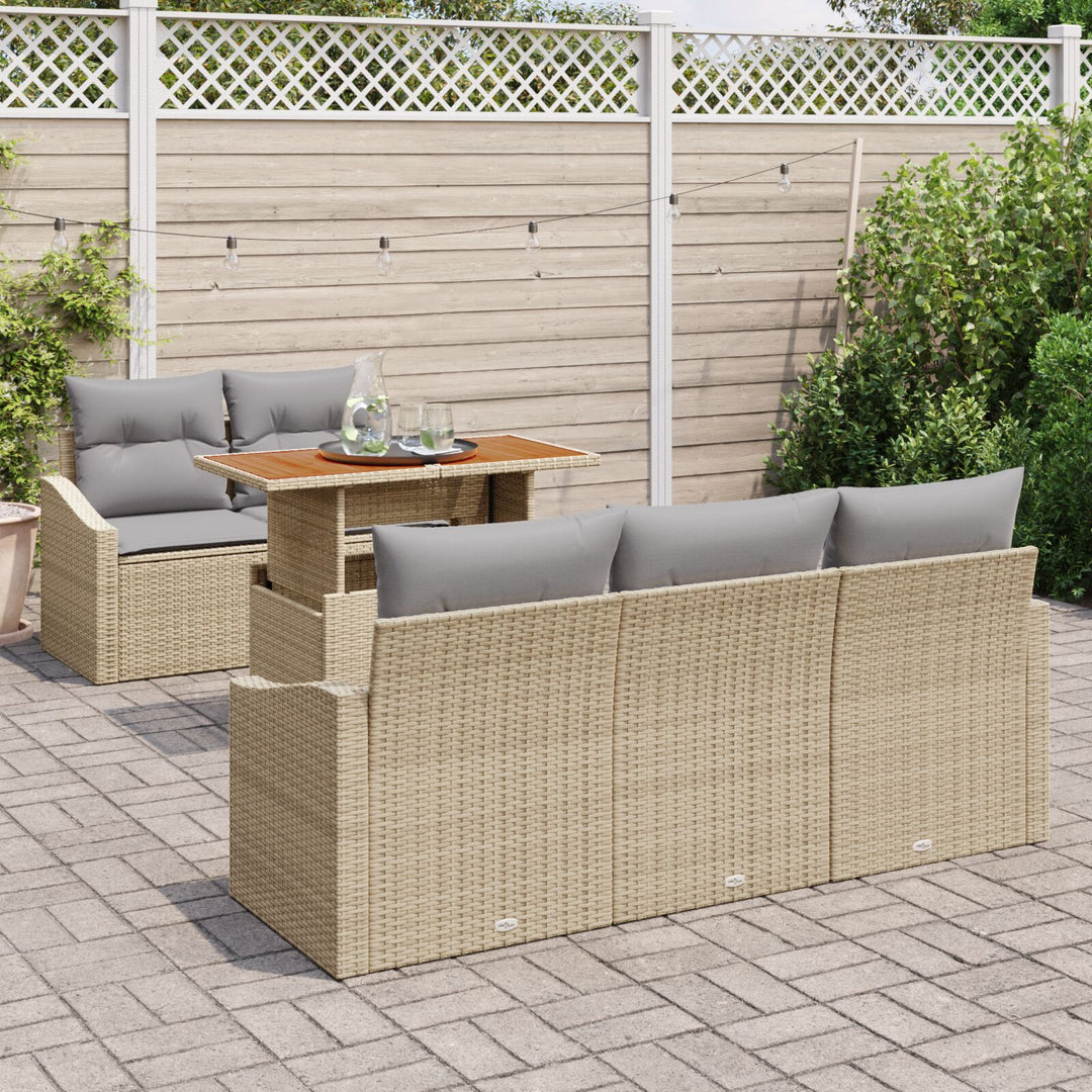 Have Sofa Sæt 6-delt Beige Poly Rattan Rektangulær Moderne