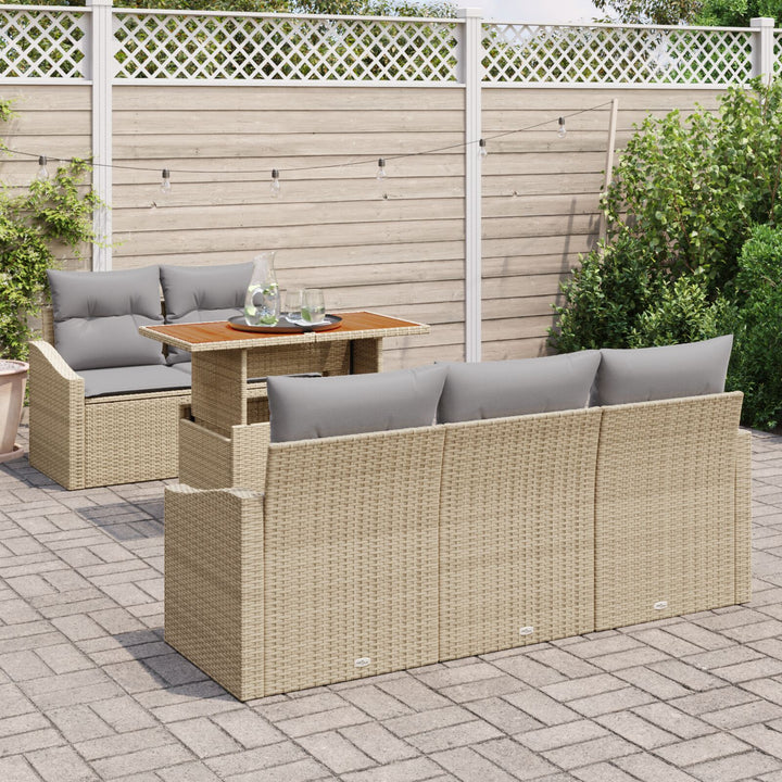 Have Sofa Sæt 6-delt Beige Poly Rattan Rektangulær Moderne