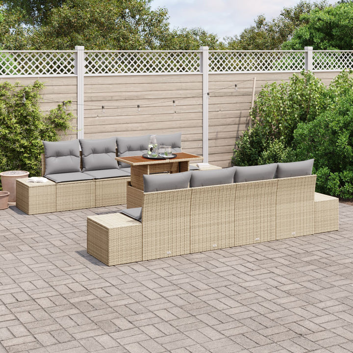 Have Sofa Sæt Sæt af 7 Beige Poly Rattan