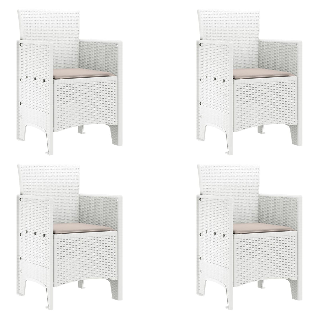 5 Deles Have Spisebord Sæt med Puder Hvid Poly Rattan