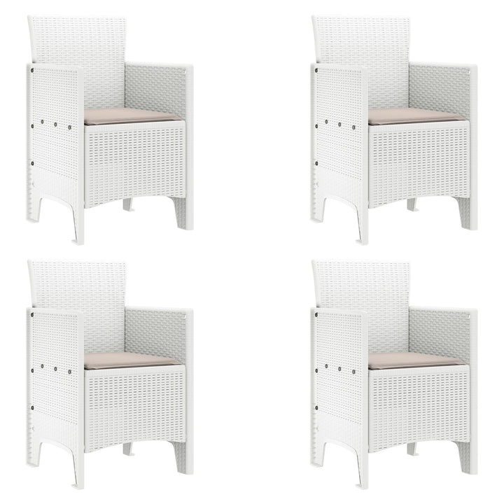 5 Deles Have Spisebord Sæt med Puder Hvid Poly Rattan